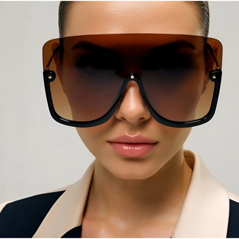 Women Oversized Huge Shield Sunglasses Fashion Big Shades Flat Lens Luxury Style - Picture 6 of 7